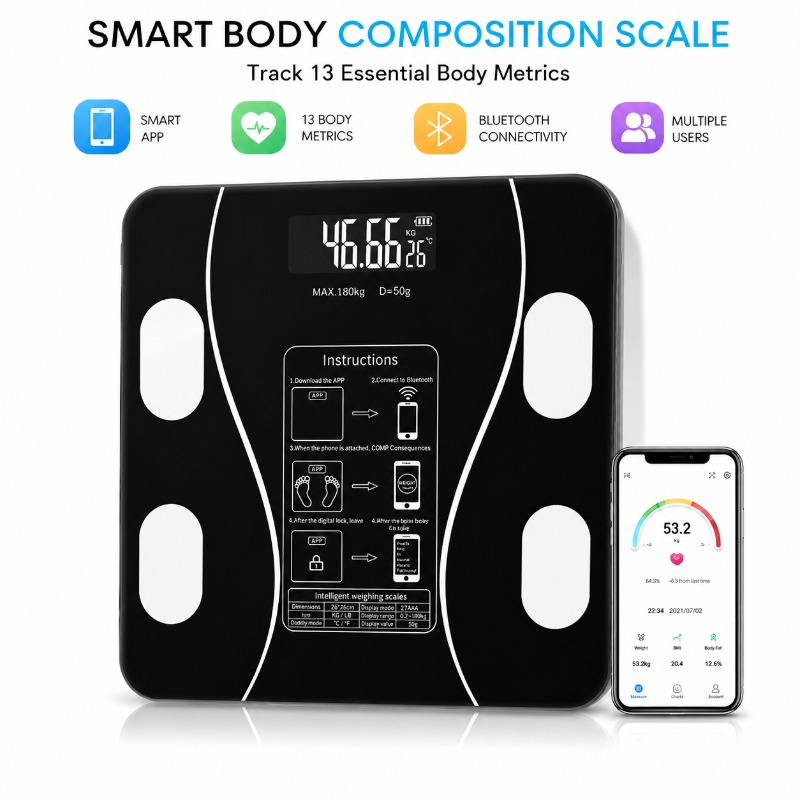 Digital Body Weight Scale - Akıllı Bluetooth Vücut Yağ Ölçeği Dijital
